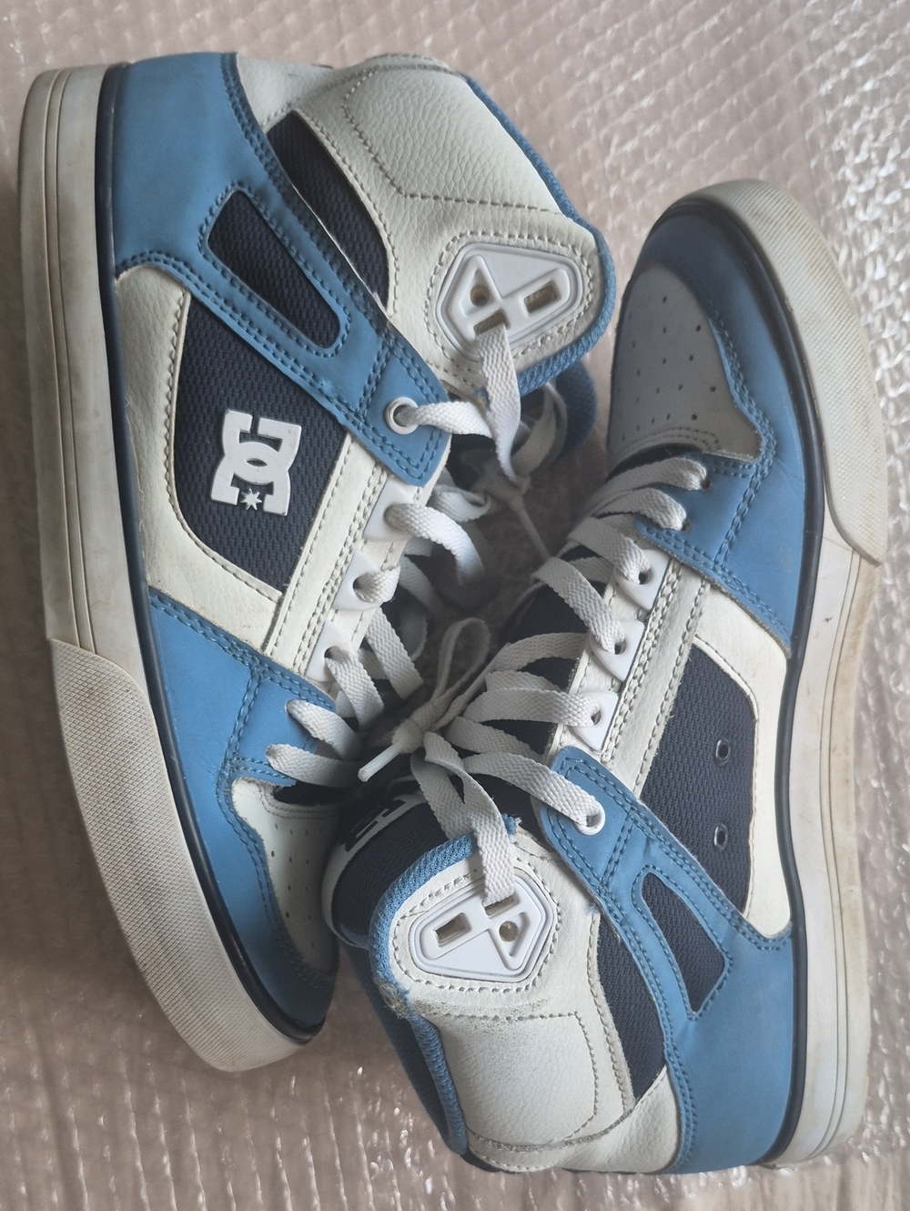 DC Blue and White Skate High-Top Mens Sneakers